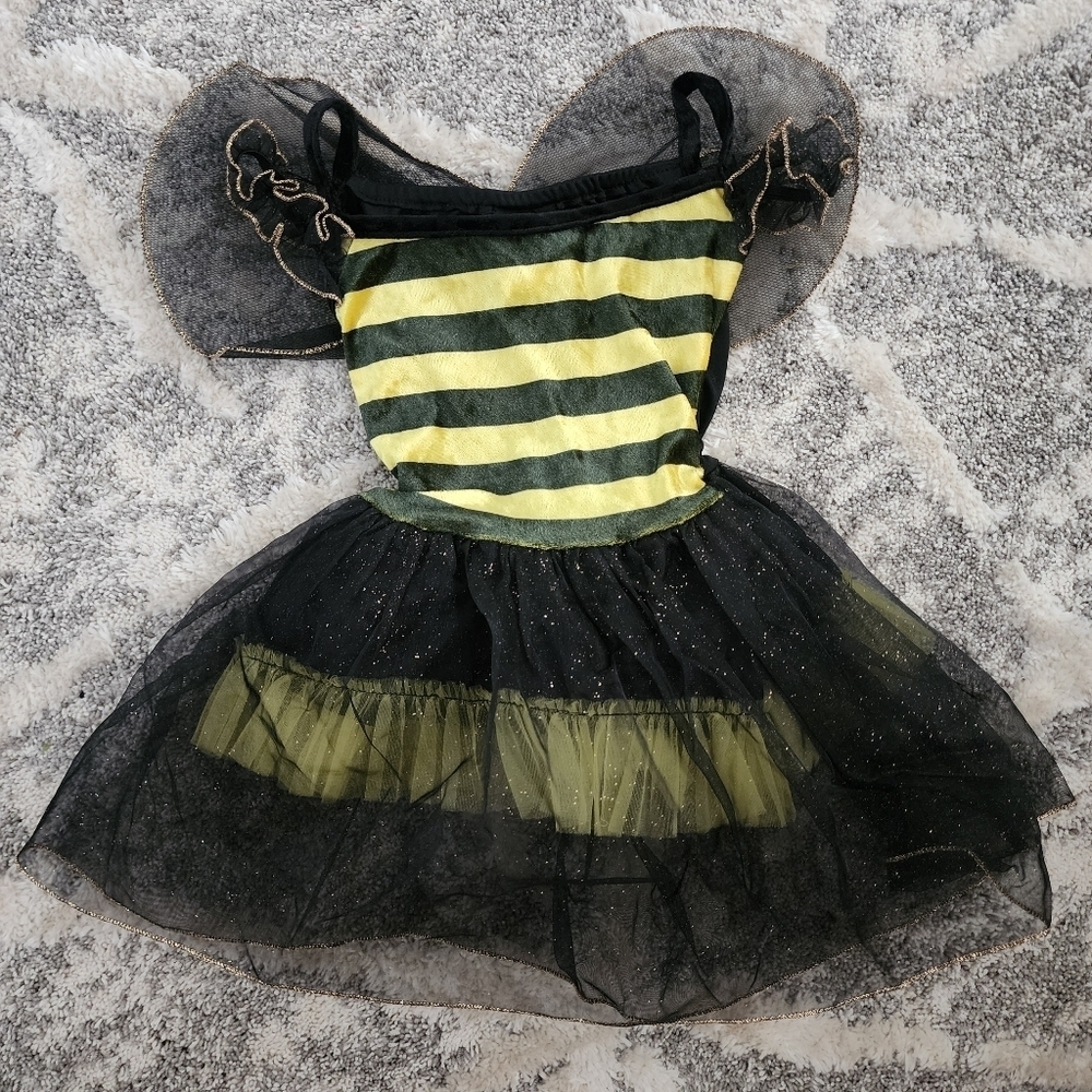 Bumble Bee Dress Halloween Costume Cosplay Dress Up Size 2-4 Years Black Lace